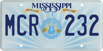 MS license plate MCR232