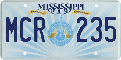 MS license plate MCR235