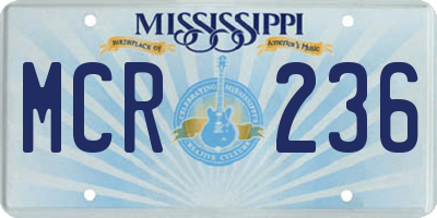 MS license plate MCR236