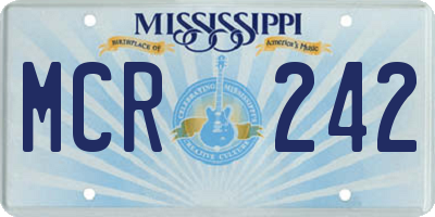 MS license plate MCR242