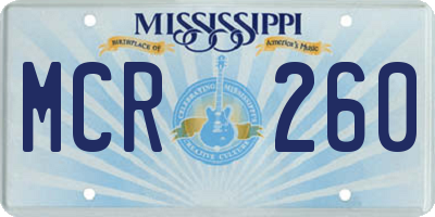 MS license plate MCR260