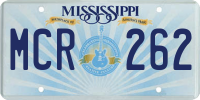 MS license plate MCR262