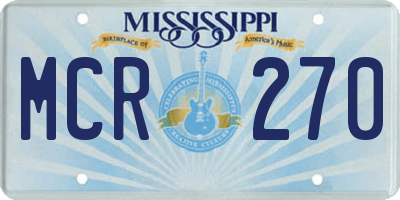 MS license plate MCR270