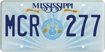 MS license plate MCR277
