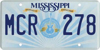 MS license plate MCR278