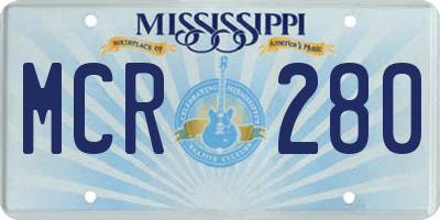 MS license plate MCR280