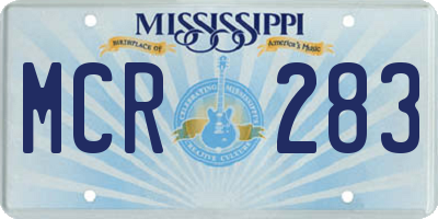 MS license plate MCR283