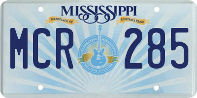 MS license plate MCR285