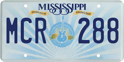 MS license plate MCR288
