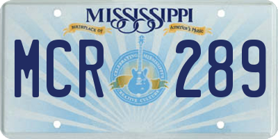 MS license plate MCR289