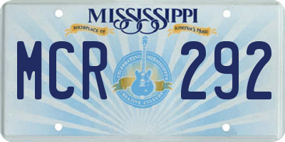 MS license plate MCR292