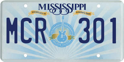 MS license plate MCR301