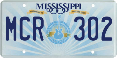 MS license plate MCR302