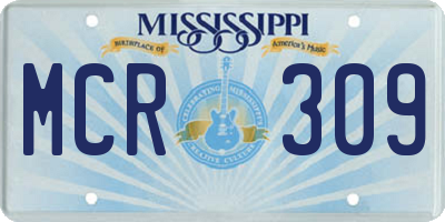 MS license plate MCR309