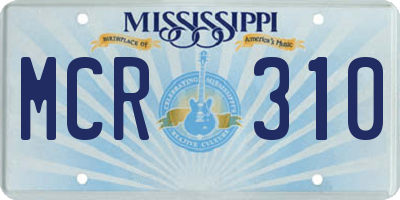 MS license plate MCR310