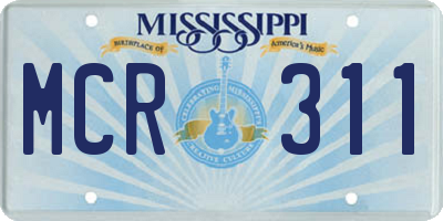 MS license plate MCR311