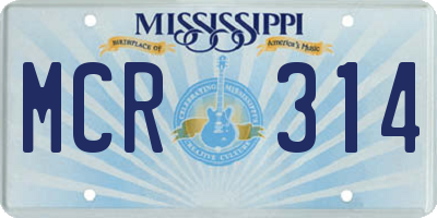 MS license plate MCR314