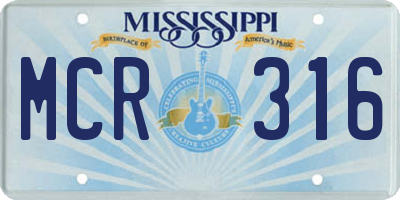 MS license plate MCR316