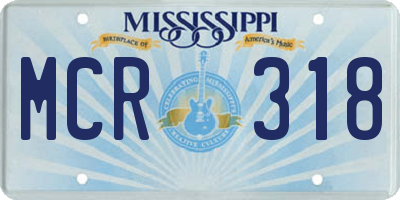 MS license plate MCR318
