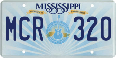 MS license plate MCR320
