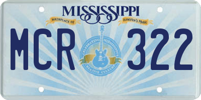 MS license plate MCR322