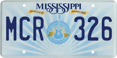 MS license plate MCR326