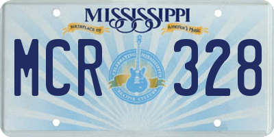 MS license plate MCR328