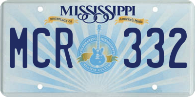 MS license plate MCR332