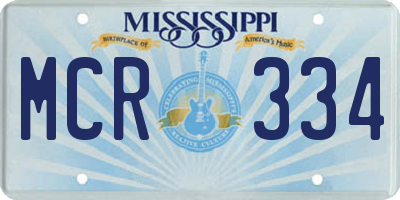 MS license plate MCR334