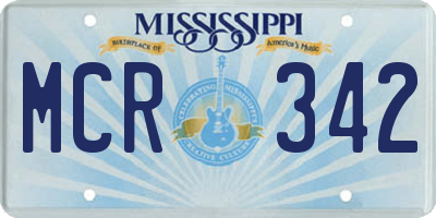MS license plate MCR342