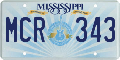 MS license plate MCR343