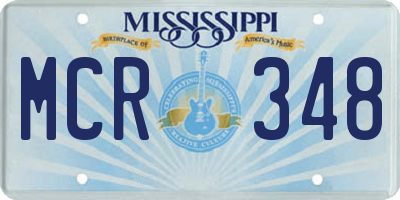 MS license plate MCR348