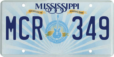 MS license plate MCR349