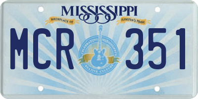MS license plate MCR351