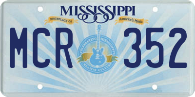 MS license plate MCR352
