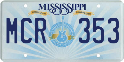 MS license plate MCR353