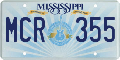 MS license plate MCR355