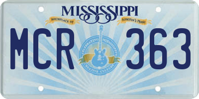 MS license plate MCR363