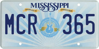 MS license plate MCR365