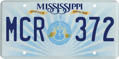 MS license plate MCR372