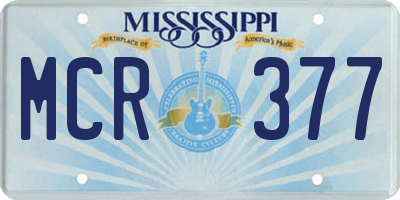MS license plate MCR377