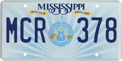 MS license plate MCR378