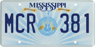MS license plate MCR381