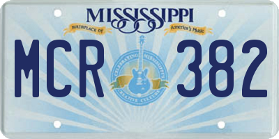 MS license plate MCR382