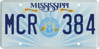 MS license plate MCR384