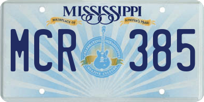 MS license plate MCR385