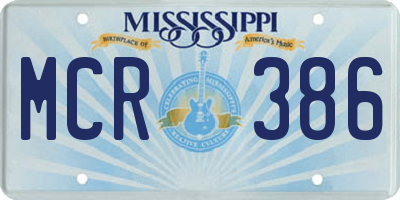 MS license plate MCR386