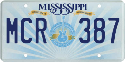 MS license plate MCR387