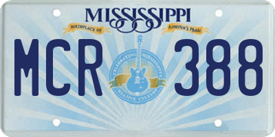 MS license plate MCR388