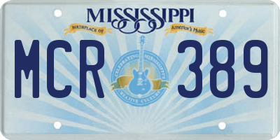MS license plate MCR389
